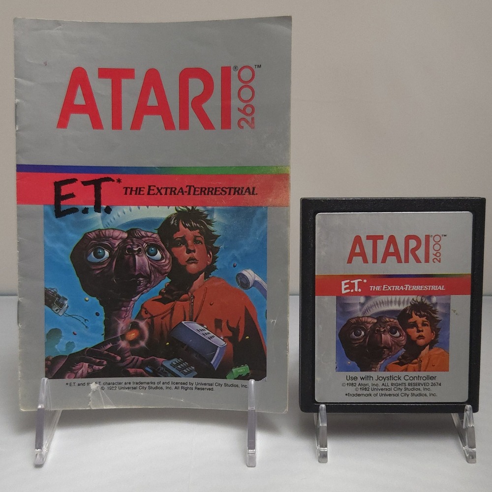 E.T. The Extra-Terrestrial (1982 Atari 2600) Cartridge & Manual - Tested & Works